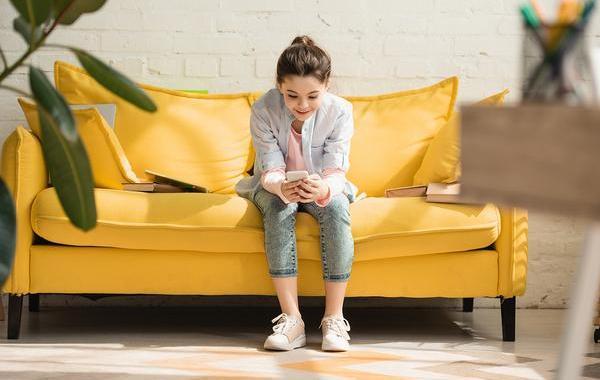 Girl looking at her phone.