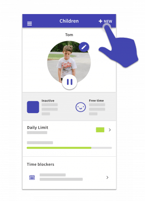 Tap on the New button in the top right hand corner of the parent's app