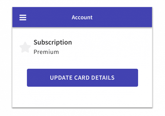 Update card details in Account section